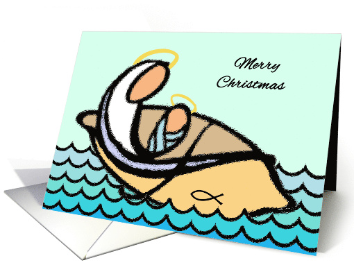 Religious Christmas, Madonna and Child on the Water card (978085)