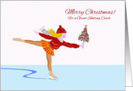 Christmas for Skating Coach with Ice Skater and Christmas Tree card