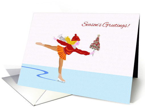 Season's Greetings with Ice Skater and Decorated Tree card (983193)