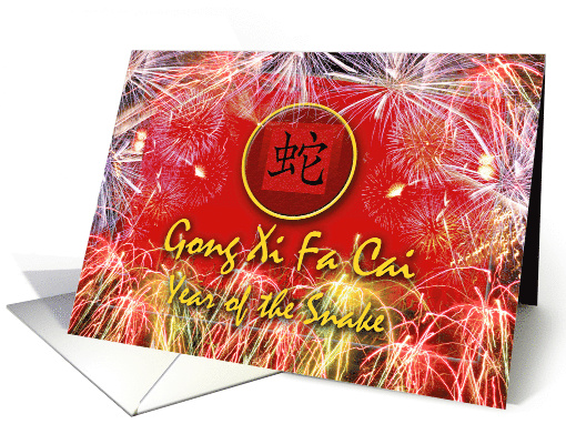 Chinese New Year of the Snake Gong Xi Fa Cai with Fireworks card