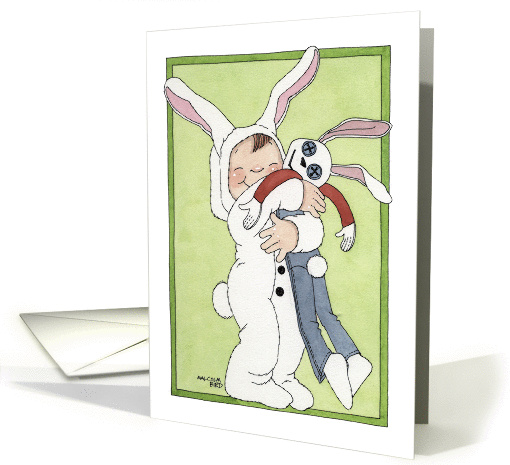 Child and rabbit card (246107)