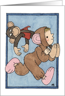 Child and monkey card