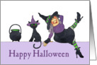 Witch and Cat Halloween card