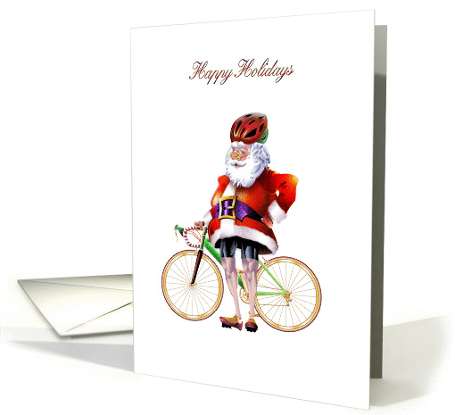 Bicycle riding Santa with muscular legs Christmas card (1174478)