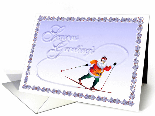 Seasons Greetings - Skiing Santa card (253008)