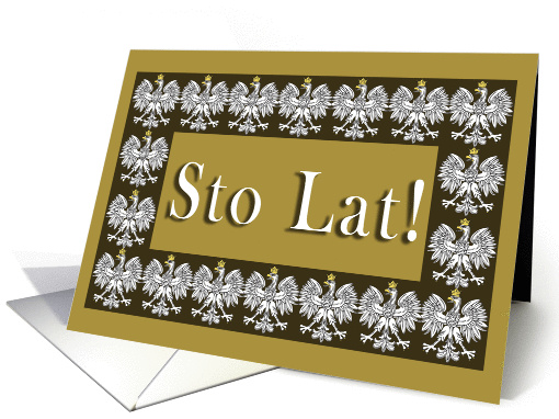 Sto Lat (100 Years) with Polish Eagle card (243178)
