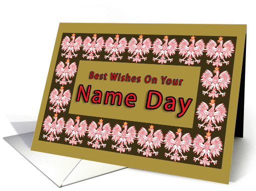 Name Day with Red Polish Eagle card (243202)