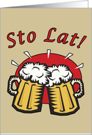 Sto Lat With Beer Mugs card
