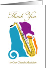 Thank You to our Church Musician, saxophones card