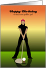 Birthday teen golfer girl, a girl playing golf card