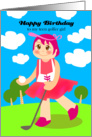 Birthday teen golfer girl, a girl playing golf card