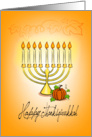Thanksgivukkah, pumpkin & candles on menorah card