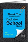 thank you for attending our back-to-school night, note pad card