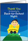 Thank You for Attending Our Back-to-School Night, boy goes to school card