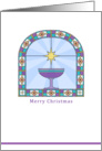 merry christmas, stained glass window, cup card