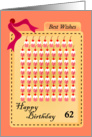 happy 62nd birthday, cupcakes with Cherries card