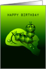 happy birthday, caterpillar, robot card