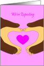 Pregnancy Expecting Announcement, Interracial Couple card