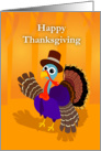 Happy Thanksgiving, Cute Turkey in Pilgrim Hat card