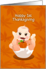 happy 1st thanksgiving, baby with pumpkin card