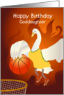 happy birthday, goddaughter, basketball, swan card