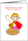 happy birthday, mom! from your favorite kid. cute monkey card