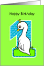 happy birthday, 1, cute swan card