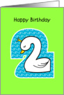 happy birthday, 2, cute swan card