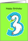 happy birthday, 3, cute swan card