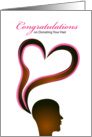 Congratulations On donating your hair, hair in love shape card