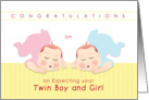 Congratulations On expecting your twin boy and girl in love shape card