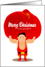 Merry Christmas to my grandson, a big bag on wrestler boy’s shoulder card