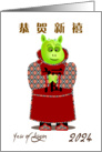 happy chinese new year, 2024,dragon cartoon wear trditional cloth card