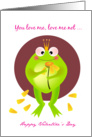 happy valentine’s Day, a frog prince is counting flower. card
