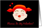 Be my valentine, a cute boy ask for a kiss card