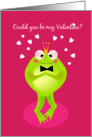 could you Be my valentine, a cute frog prince asking for card