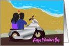 motorcycle valentine, be mine, a couple looking at seaview card