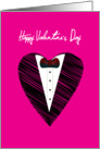 Happy Valentine’s Day, a love shape with suite and bow card