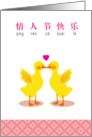 Chinese pinyin valentine’s day, kissing ducky card