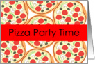 pizza party time, invitation, pizza background card