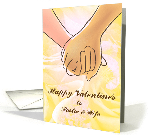Happy Valentines to pastor & wife, holding hands card (1030331)