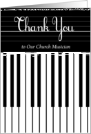 Thank You to our Church Musician, piano keyboard card