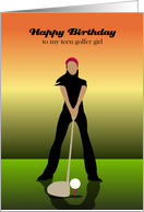 Birthday teen golfer girl, a girl playing golf card