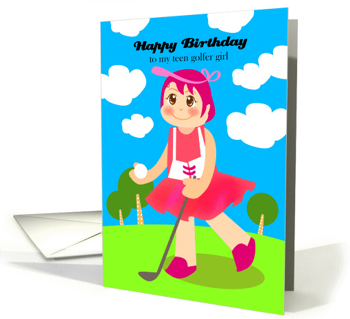 Birthday teen golfer girl, a girl playing golf card (1064539)