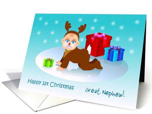Happy 1st Christmas, baby deer costume, custom front for... (1170502)