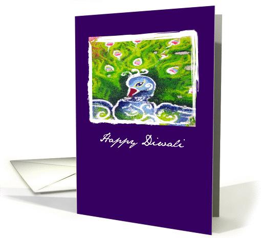 Happy Diwali, rice colorful art drawing peacock card (1170526)