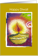 Happy Diwali, rice colorful art drawing peacock card