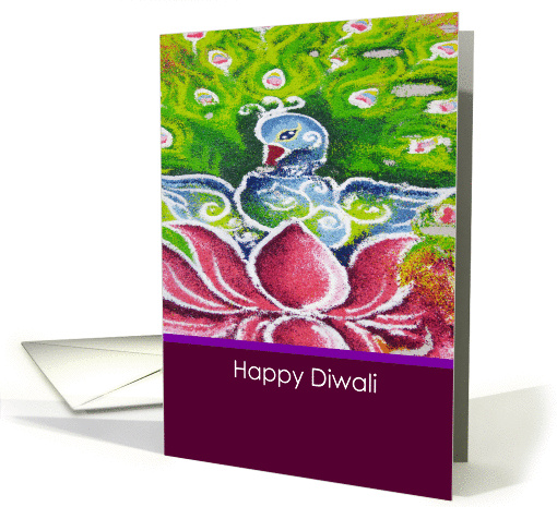 Happy Diwali, rice colorful art drawing peacock card (1170532)