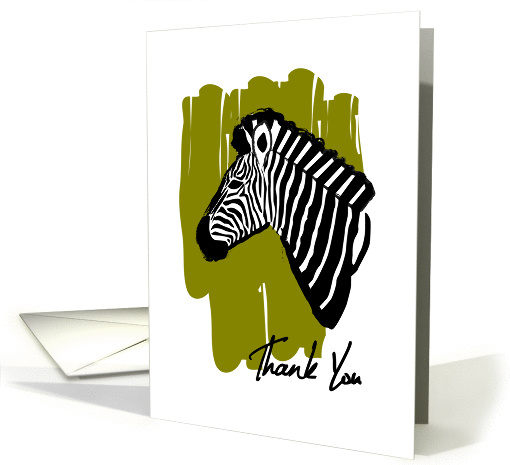 Thank You Zebra Print, zebra drawing with artist brush card (1172992)