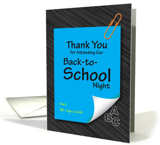 thank you for attending our back-to-school night, note pad card